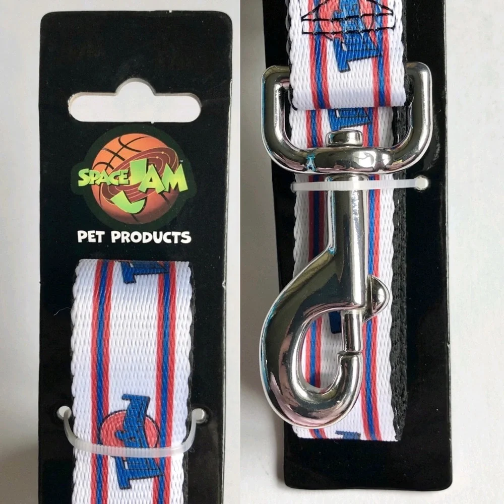 NEW LOONEY TUNES SPACE JAM Dog Pet Leash 4ft Long TUNE SQUAD Logo White, 1 Leash